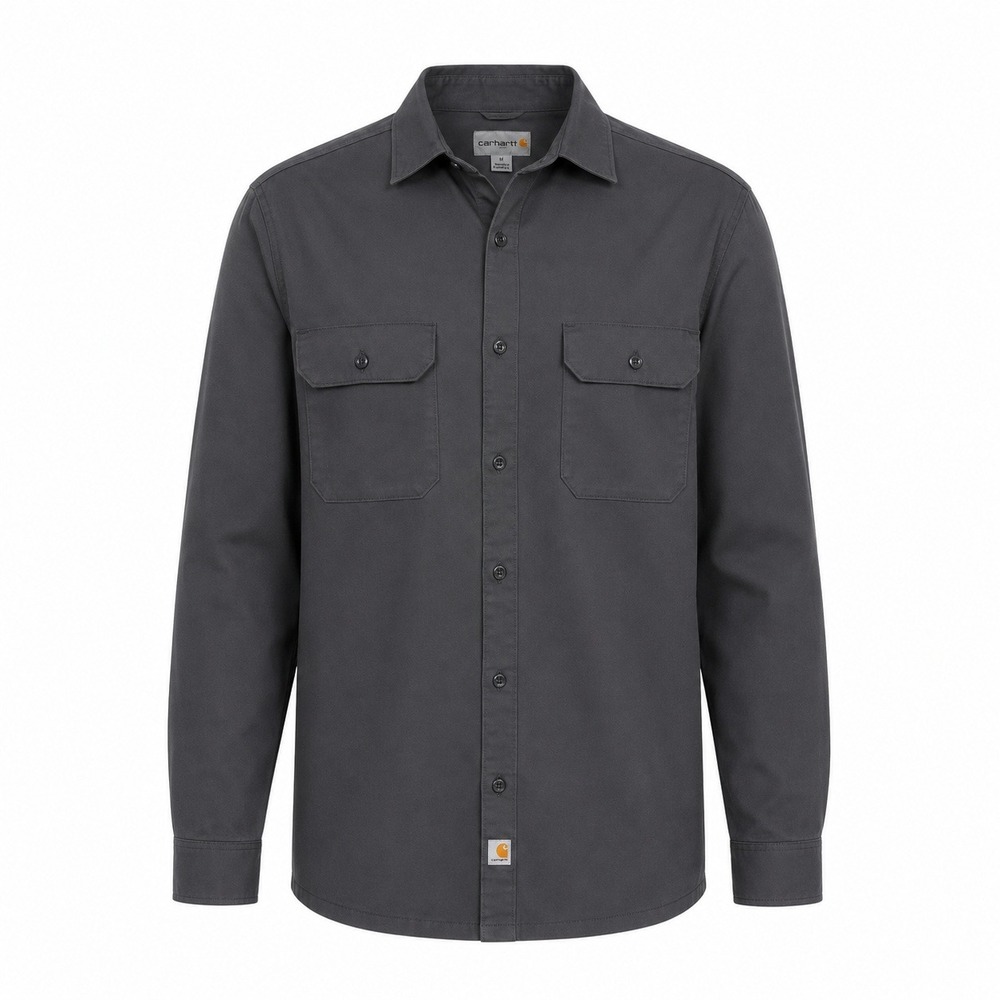 Carhartt S224 DKG Mens Relaxed Fit Work Shirt Gray Long Sleeve Button Up Medium